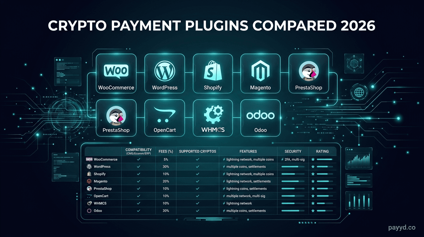 Every Crypto Payment Plugin Compared: WooCommerce, Shopify, Magento & More (2026)