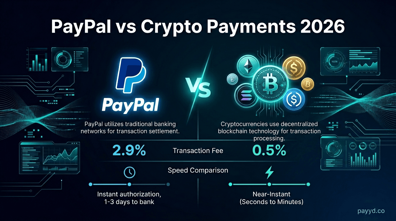 PayPal vs Crypto Payment Gateways 2026 — Fees, Speed & Control Compared