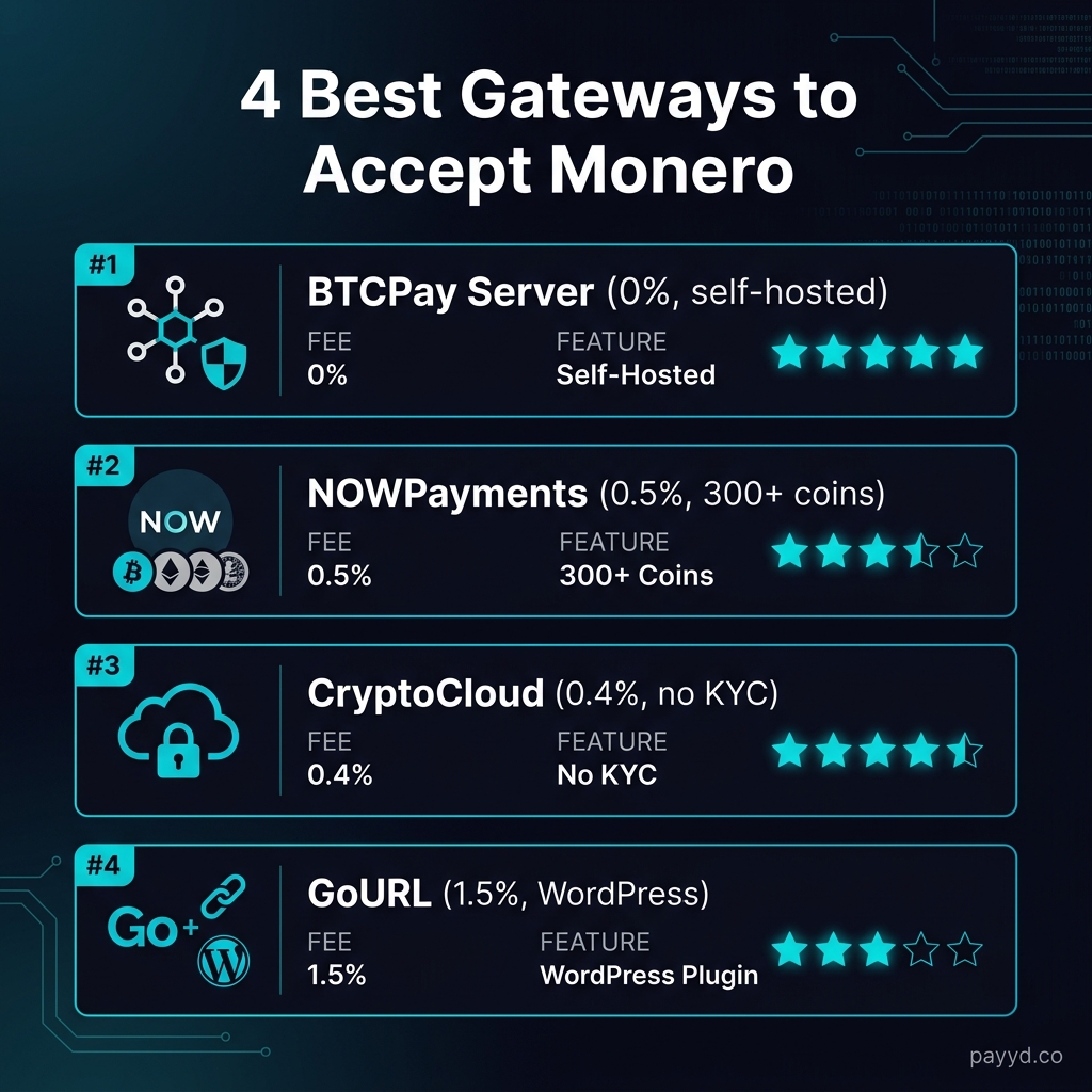 4 best gateways to accept Monero XMR payments