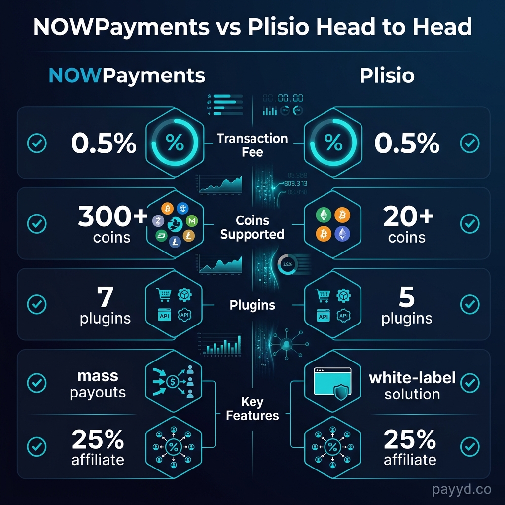 NOWPayments vs Plisio feature comparison