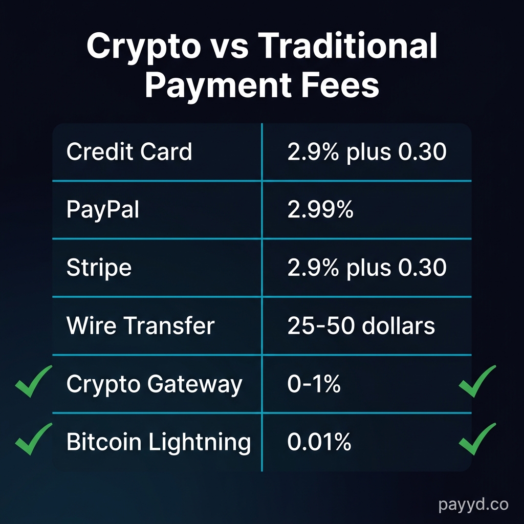 Crypto payment fees vs traditional payment fees comparison