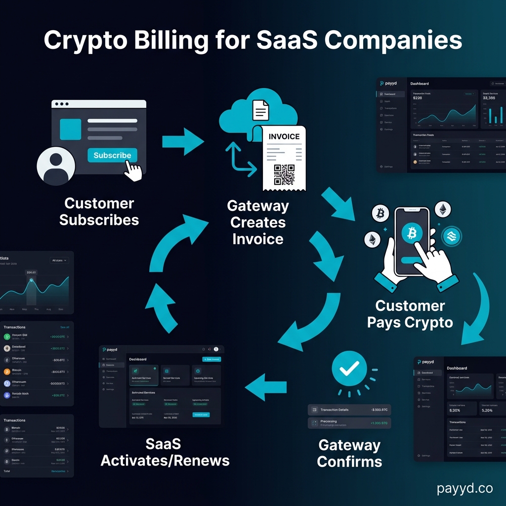 Crypto subscription billing flow for SaaS