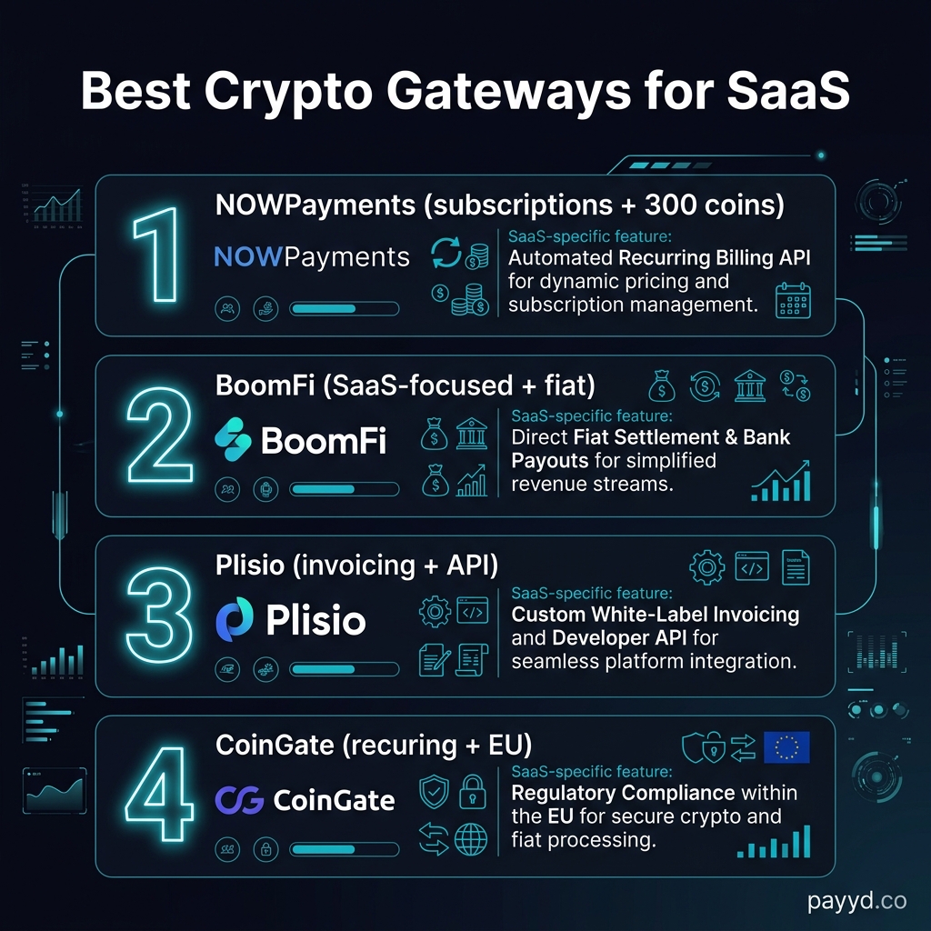 4 best crypto payment gateways for SaaS companies