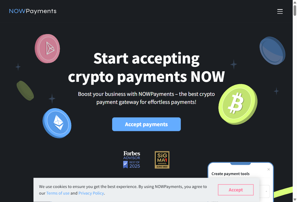 NOWPayments - popular crypto payment gateway for businesses