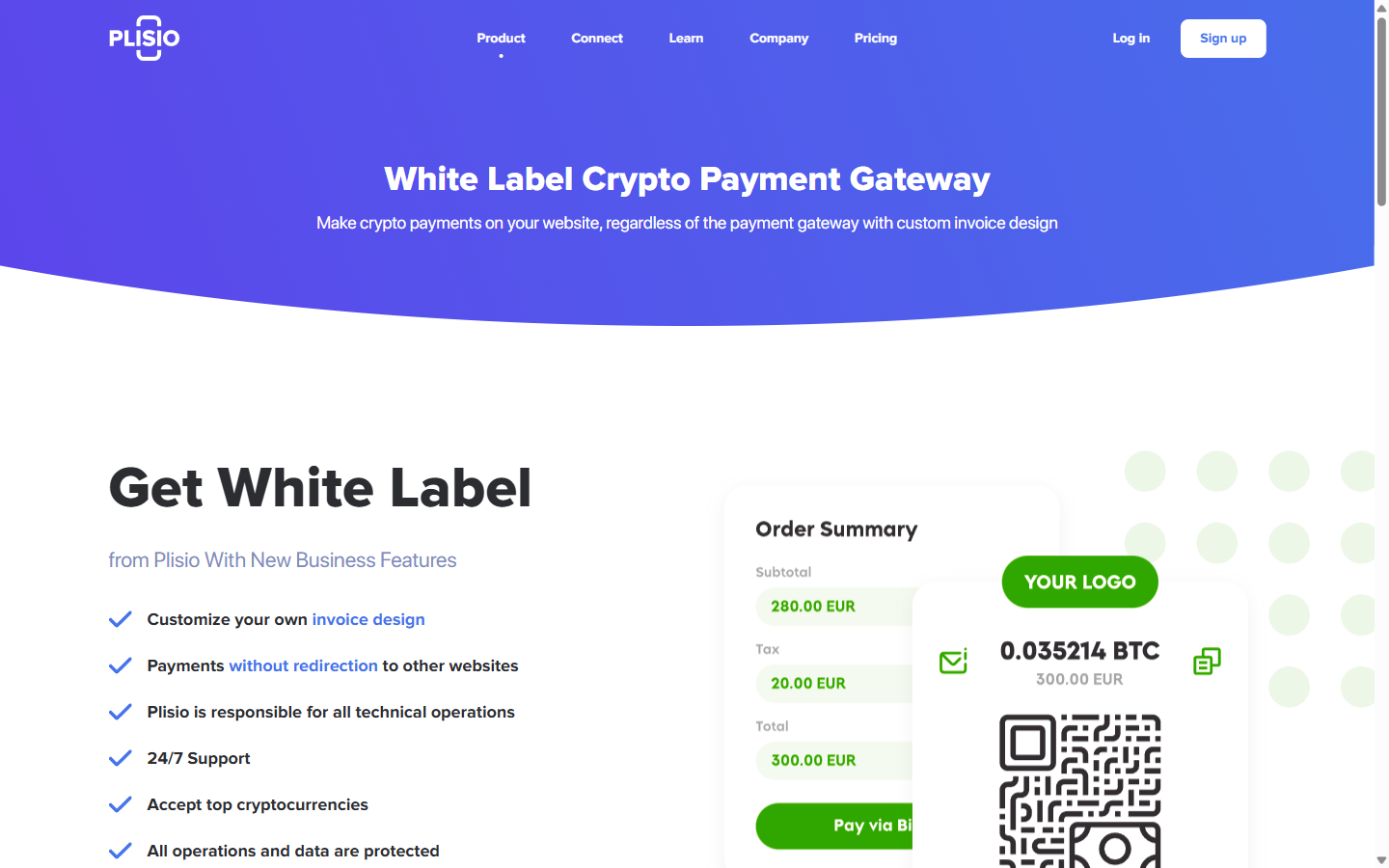 Plisio white-label checkout customization options